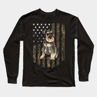 Camo American Flag Miniature Schnauzer 4Th Of July Usa Long Sleeve T-Shirt